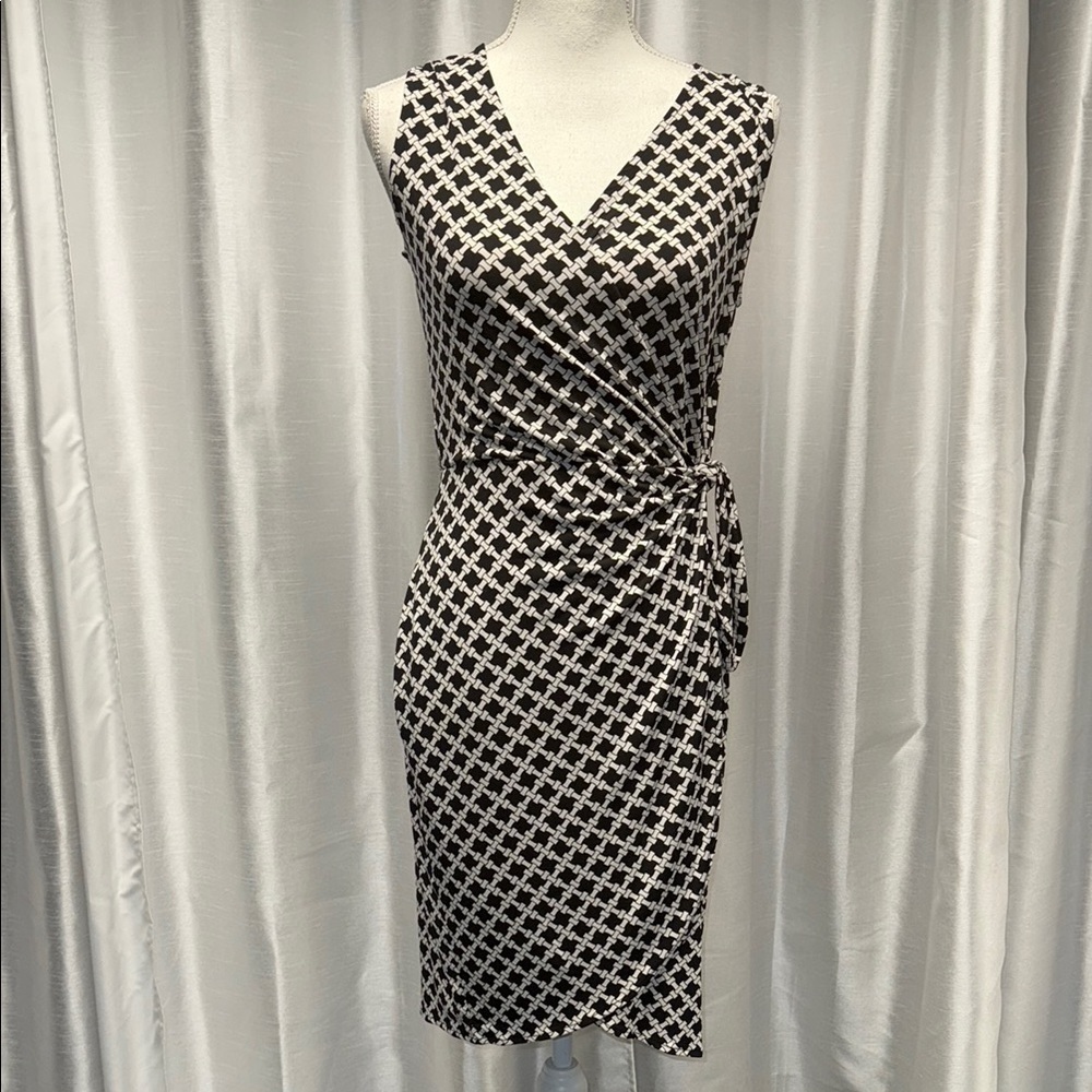 Elegant Black and White Wrap Dress